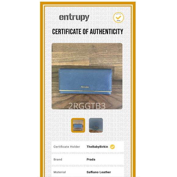 Authentic PRADA Saffiano Leather Metal Frame Continental Wallet in Blue w/COA - Picture 16 of 16